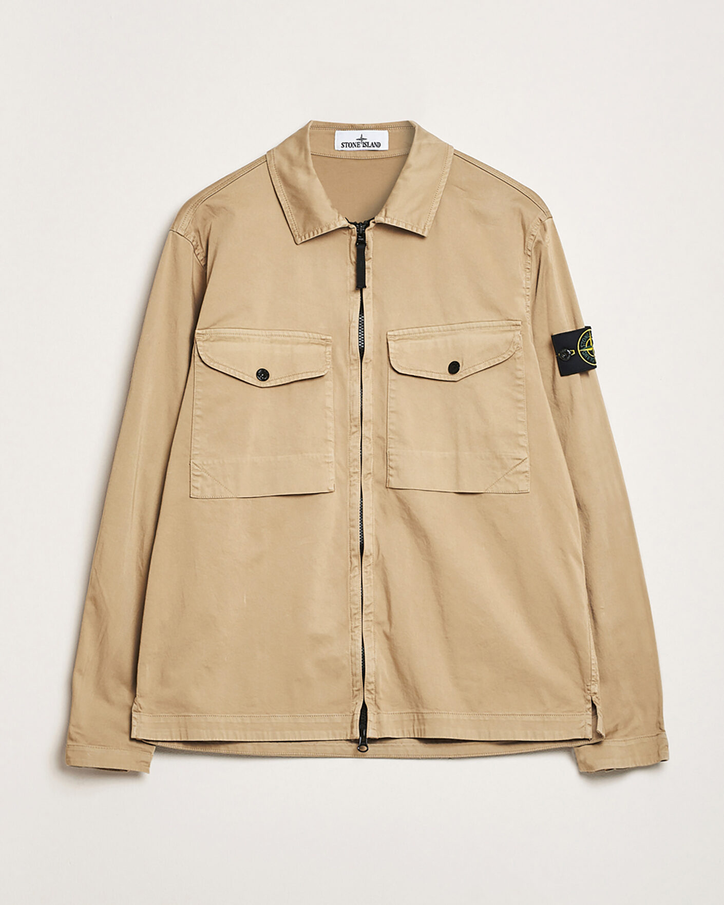 Herre | Pre-owned Jakker | Pre-owned | Stone Island Cotton Stretch Zip Overshirt Biscuit XL