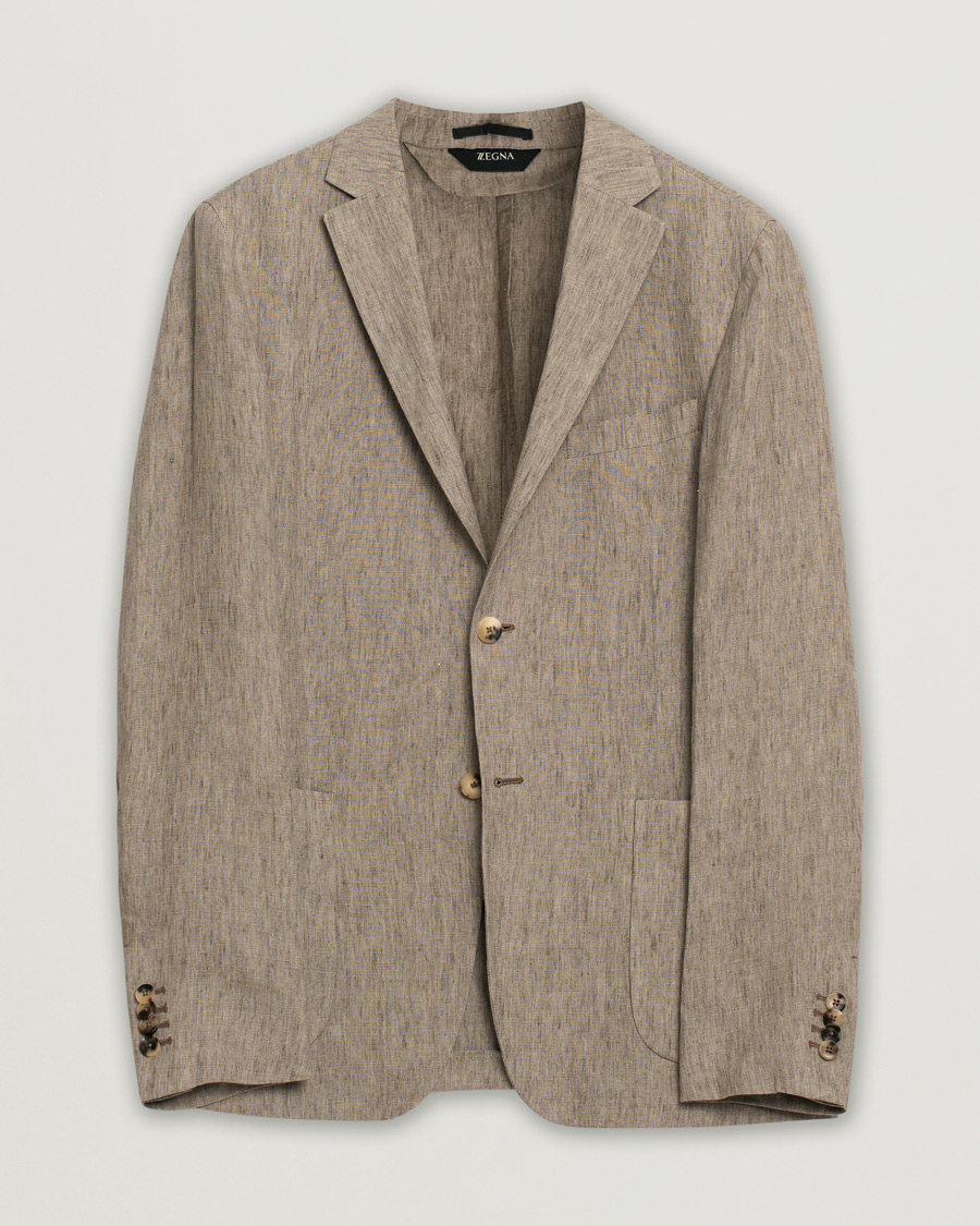 Herre | Pre-owned Dressjakker | Pre-owned | Zegna Unconstructed Linen Blazer Beige 50