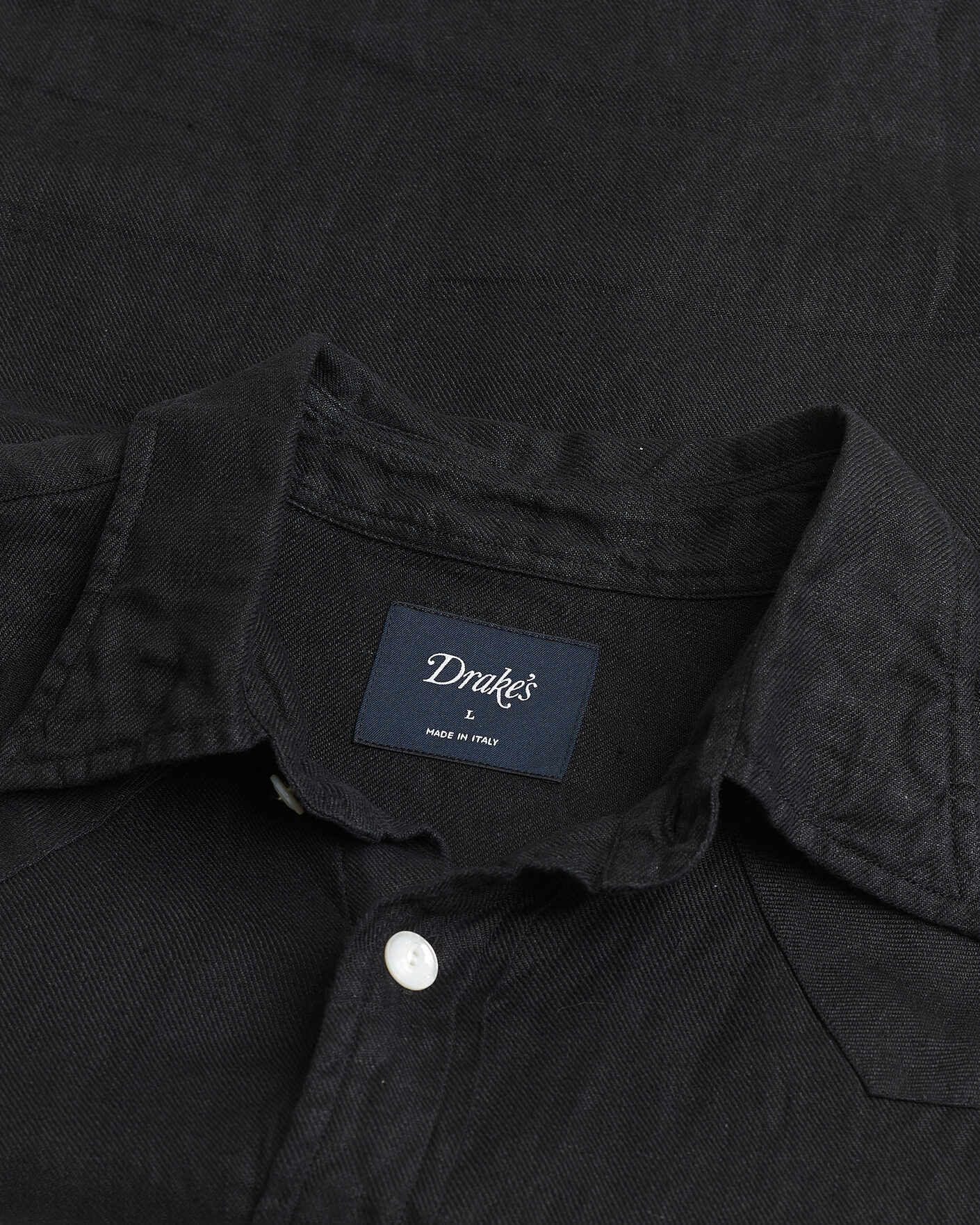 Herre | Pre-owned Skjorter | Pre-owned | Drake's Linen Twill Western Shirt Black L
