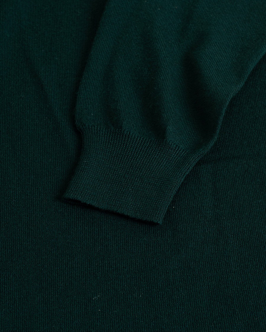 Herre | Drake's Long Sleeve Knit Polo Green L | Pre-owned | Drake's Long Sleeve Knit Polo Green L