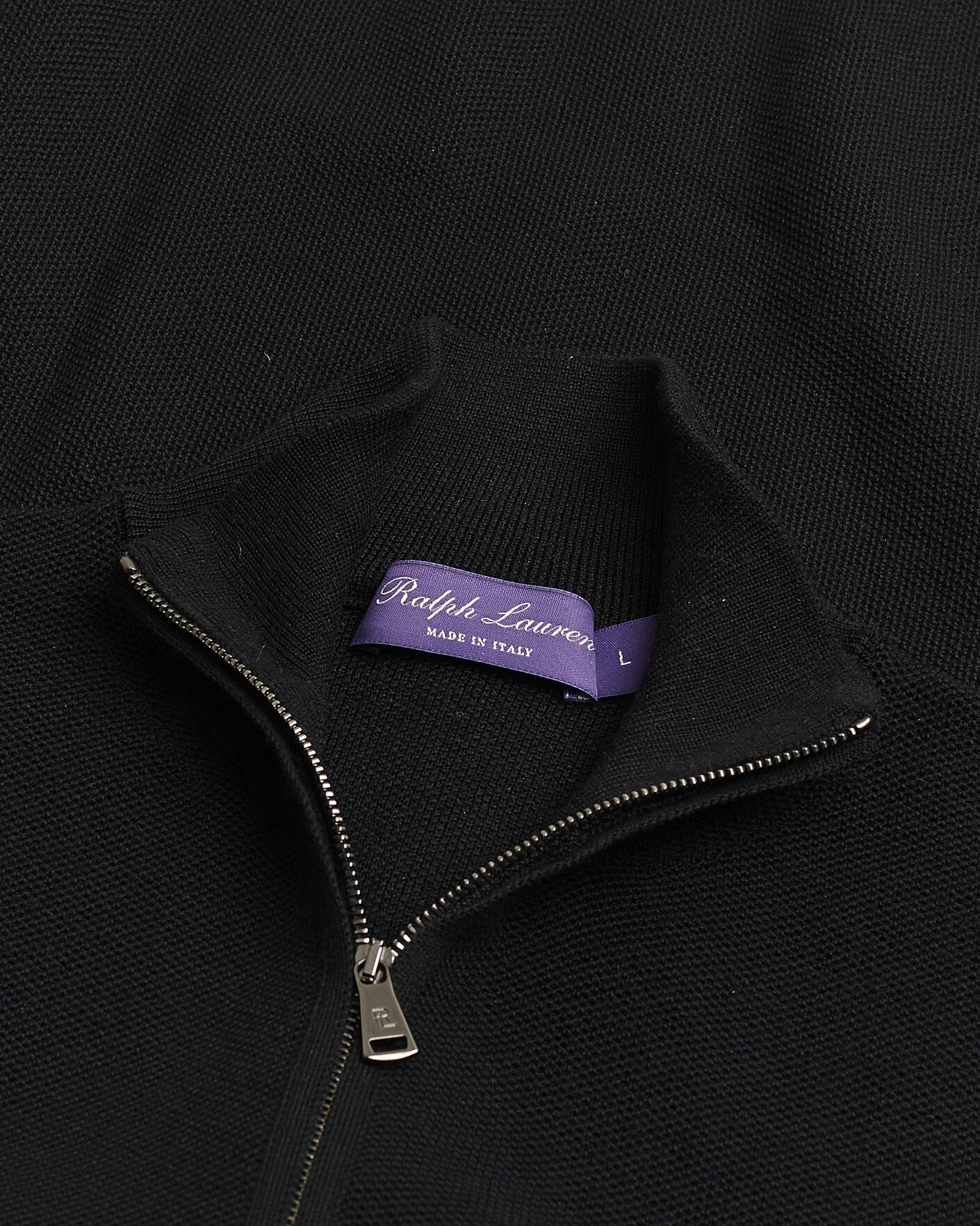 Herre | Pre-owned Gensere | Pre-owned | Ralph Lauren Purple Label Wool Pique Half Zip Polo Black L