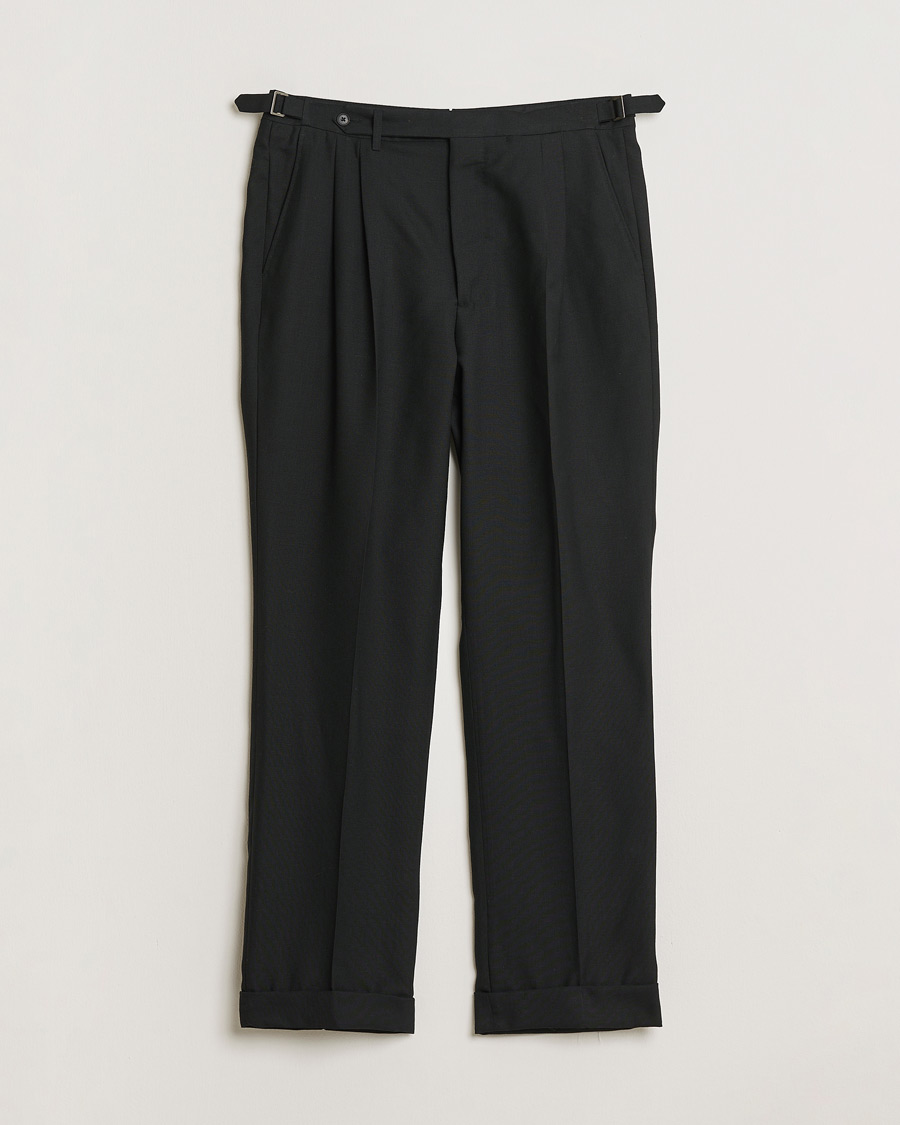 Herre | Pre-owned Bukser | Pre-owned | Berg&Berg High Waisted Double Pleated Wool Trousers Black 52