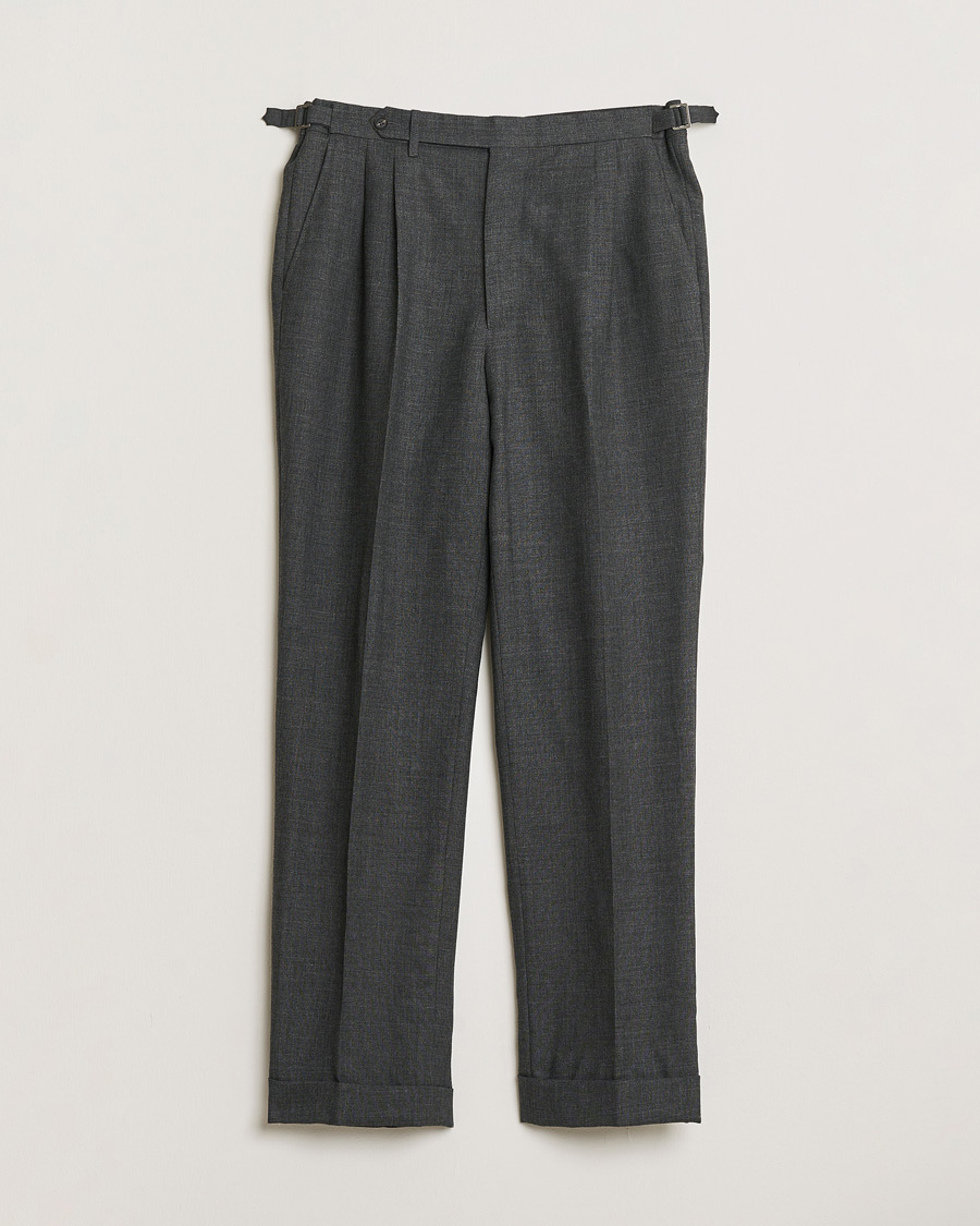 Herre | Pre-owned Bukser | Pre-owned | Berg&Berg High Waisted Double Pleated Wool Trousers Dark Grey 52