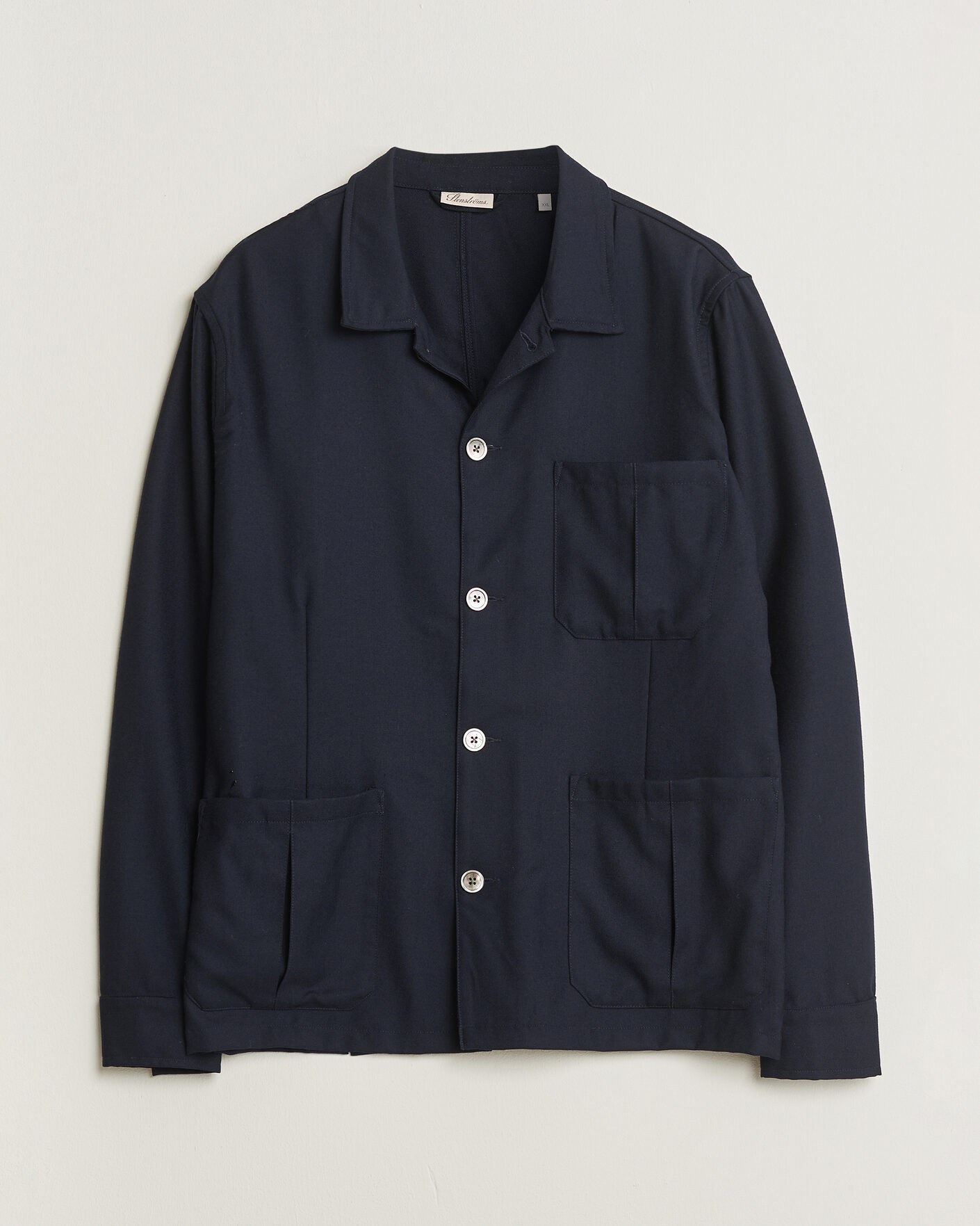 Herre | Pre-owned Skjorter | Pre-owned | Stenströms Wool Overshirt Navy XXL