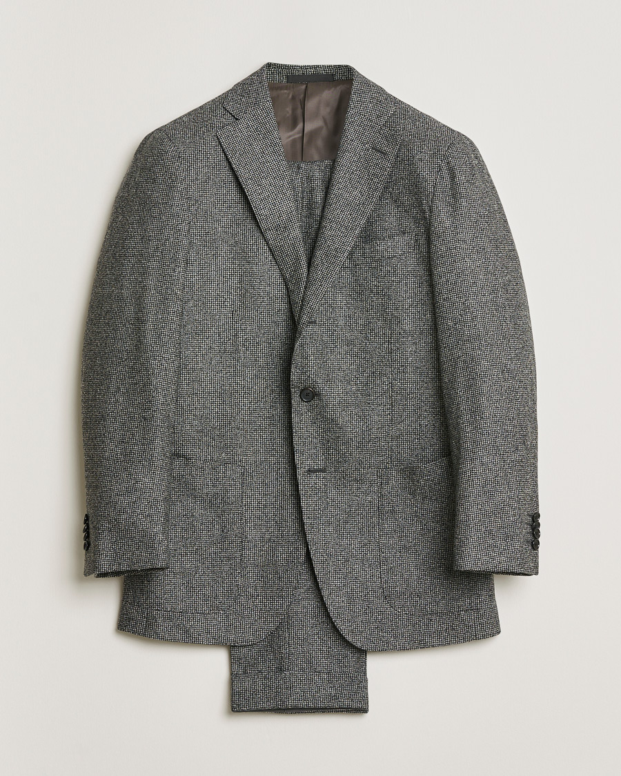Herre | Pre-owned Dresser | Pre-owned | Caruso Houndstooth Wool Suit Grey 50