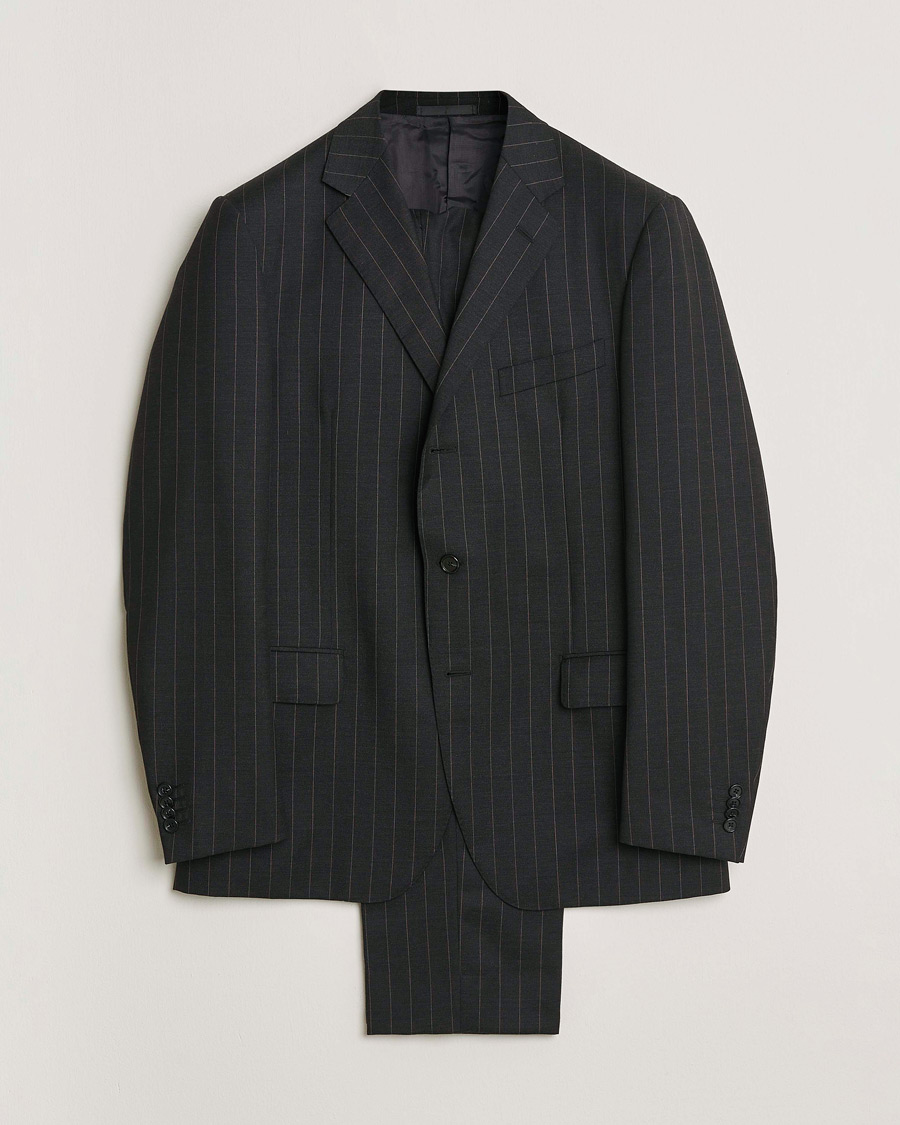 Herre | Pre-owned Dresser | Pre-owned | Caruso Pinstripe Wool Suit Black 52