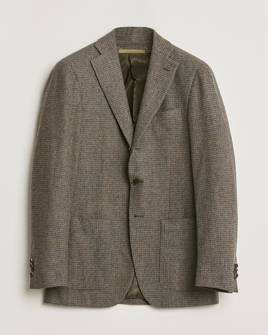 Herre | Pre-owned Dressjakker | Pre-owned | Caruso Wool Houndstooth Blazer Brown 46