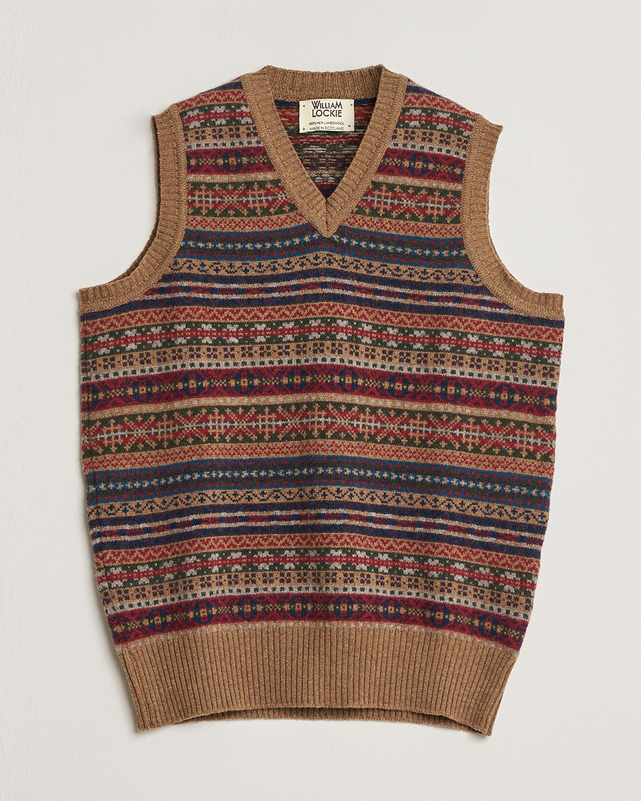 Herre | Pre-owned Gensere | Pre-owned | William Lockie Wool Fair Isle Vest Tan S