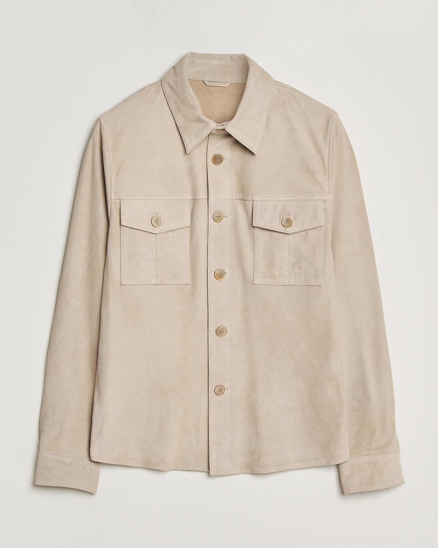 Herre | Stenströms Suede Pocket Overshirt Beige M | Pre-owned | Stenströms Suede Pocket Overshirt Beige M