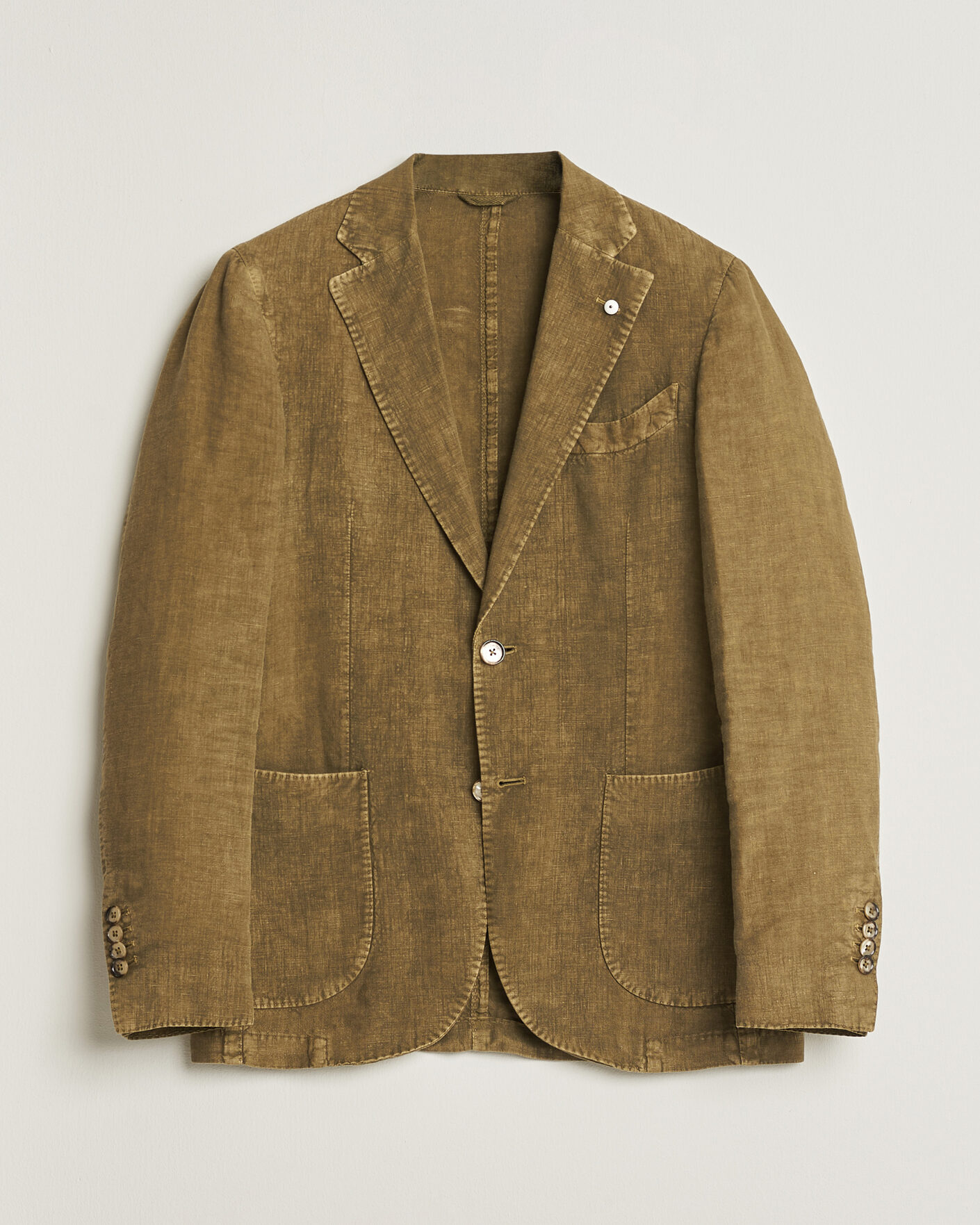 Herre | Pre-owned Dressjakker | Pre-owned | L.B.M. 1911 Jack Regular Fit Linen Blazer Olive 46
