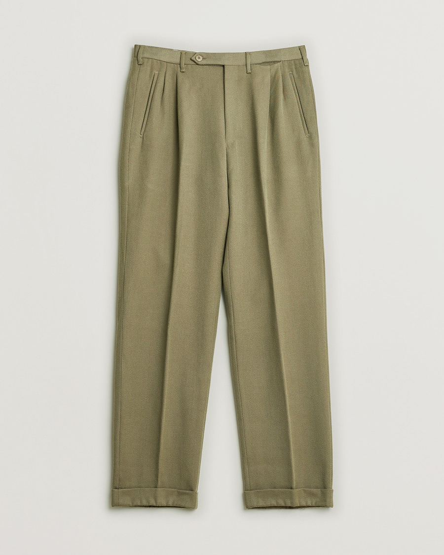Herre | Pre-owned Bukser | Pre-owned | Rota Pantaloni Twill Wool Trousers Mole Green 48