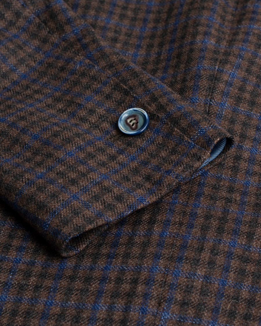 Herre | Gabo Naopli Checked Wool Blazer Brown/Blue 52 | Pre-owned | Gabo Naopli Checked Wool Blazer Brown/Blue 52