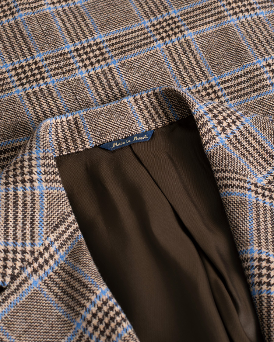Herre | Gabo Naopli Checked Wool Blazer Beige/Blue 50 | Pre-owned | Gabo Naopli Checked Wool Blazer Beige/Blue 50
