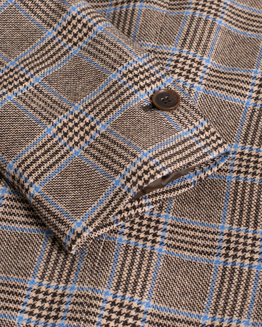 Herre | Gabo Naopli Checked Wool Blazer Beige/Blue 50 | Pre-owned | Gabo Naopli Checked Wool Blazer Beige/Blue 50
