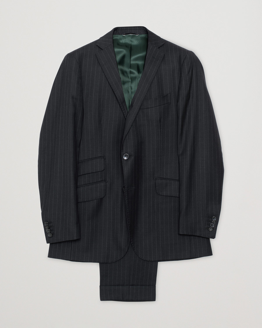Herre | Rose & Born Pinstripe Wool Suit Grey 46 | Pre-owned | Rose & Born Pinstripe Wool Suit Grey 46